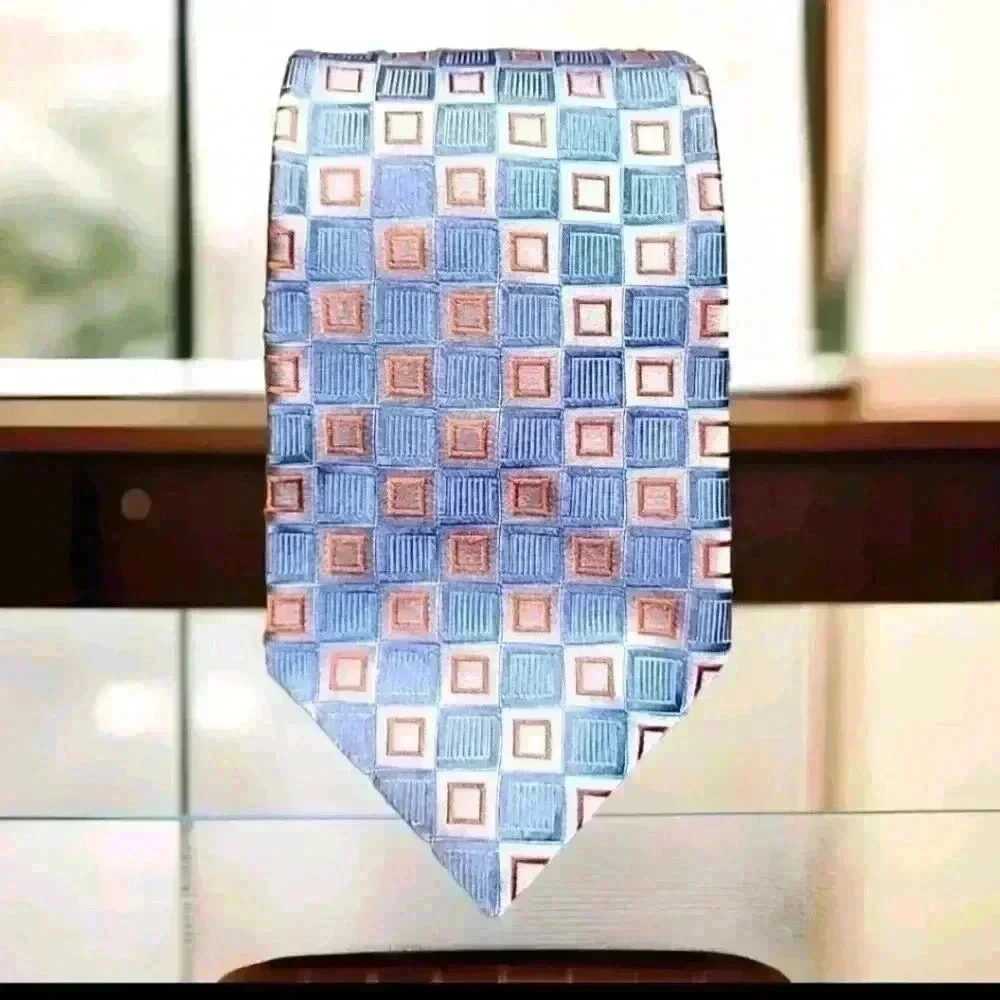 Tommy Hilfiger blue and orange silk tie lot 2T914